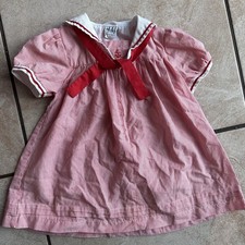Vintage H M Red White Striped Sailor Dress Baby Size 18-24 Months 2T Girls