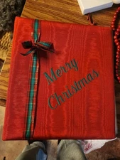 Vintage Fabric Covered Merry Christmas Family Photo Album Scrapbook W/ Inserts