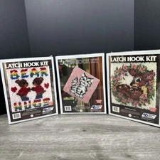 SEALED Latch Hook Kit Lot Of 3 National Yarn Crafts - Bear, Kitten, And Fawn