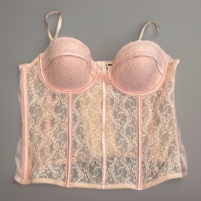 Ambrielle Bra Corset Top Light Pink Lace Y2K VTG Size Medium