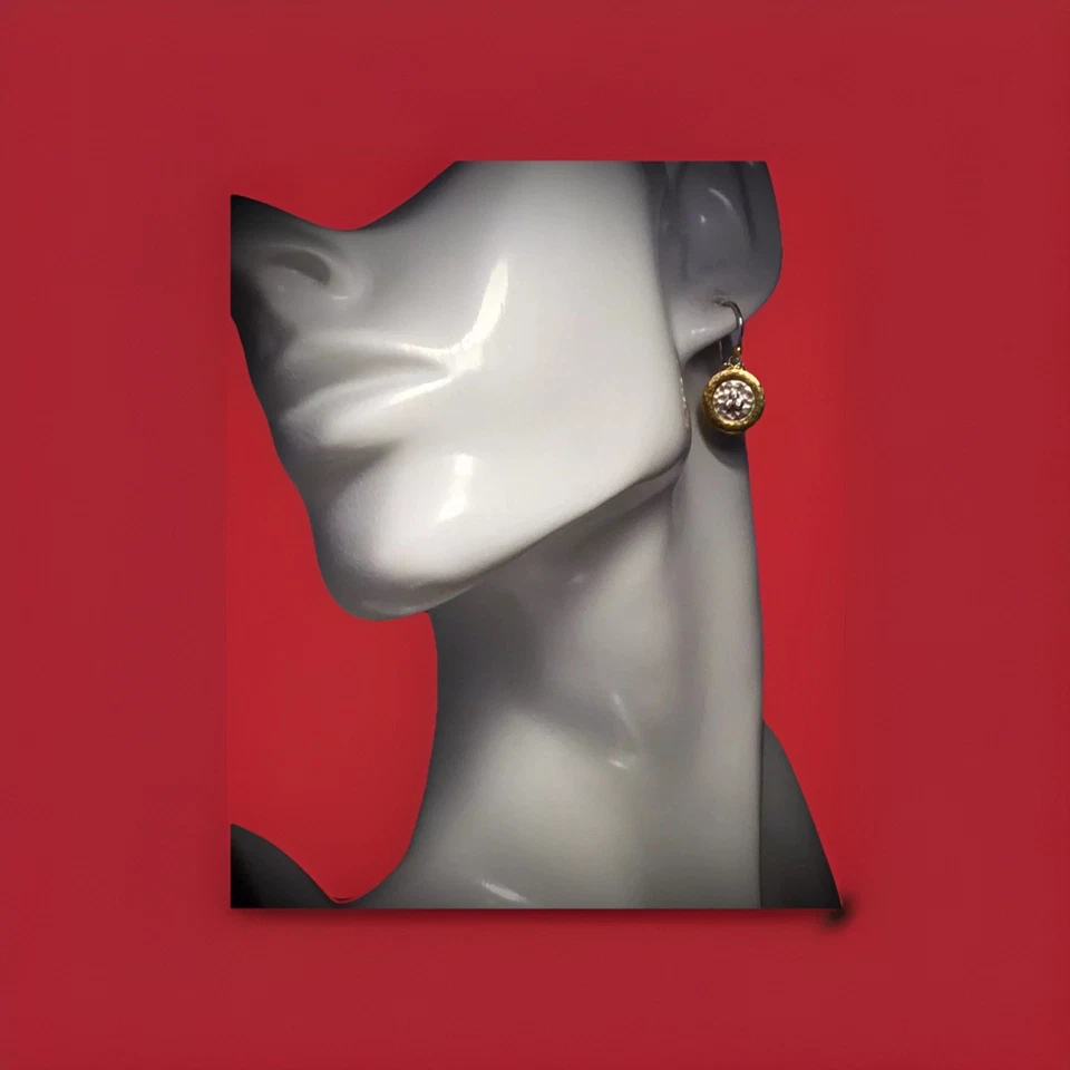 PENDIENTES COLGANTES GURHAN EXUBERANTES DIAMANTES ORO 24K/PLATA ESTERLINA DOS TONOS NUEVOS CON ETIQUETAS  Foto 2 de 4