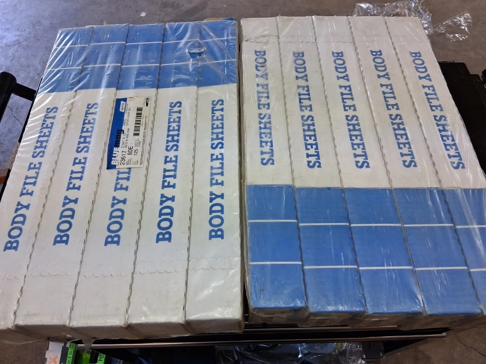 NORTON Bluemag H875 Body File Air File Hojas 80 Grano 247 Hojas Lote Nuevo de Lote Antiguo EE. UU. Foto 2 de 4