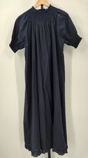 Quince Women 100% Cotton Swiss Dot Midi Dress Navy Basic Sleeved XL