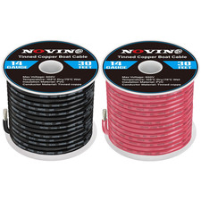 14 AWG Marine Grade Wire, 30FT Red Black, Oxygen-Free Tinned Copper Cable