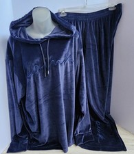 PINK by VICTORIAS SECRET Plush Blue Velour Tracksuit Lounge Pants  Hoodie XL