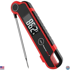 Instant Read Meat Thermometer Digital, Waterproof Cooking Thermometer with LCD