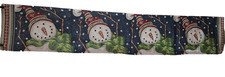 Snowman Tapestry Table Runner Blue Silver Metallic Threads 12X 68 Christmas