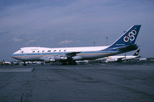 Original 35mm colour slide of Olympic Airways Boeing 747-212B SX-OAD at JFK