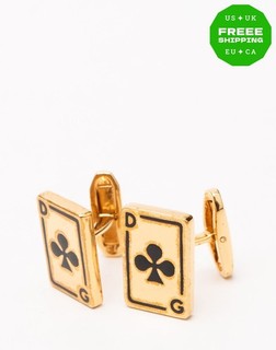 RRP€679 DOLCE & GABBANA carte motivo quadrifoglio gemelli retro balena Made in Italy