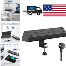 USB Charging Desk Power Strip with Clamp Mount and 5 Outlets for Convenience