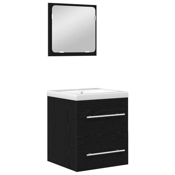 BadezimmermöBel Set 2-Teilig Schwarz Eichenoptik Holzwerkstoff-image