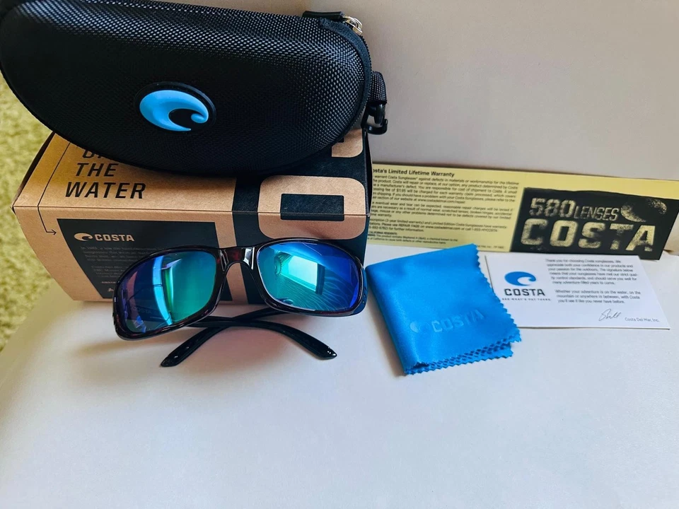 Costa del Mar Brine Tortoise Shell Frame / Blue Mirror Polarized Sunglasses 580P - Image 3 of 4