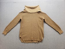Michael Kors Women Sweater S Tan Waffle Knit Cowl Neck Long Sleeve High Low Hem