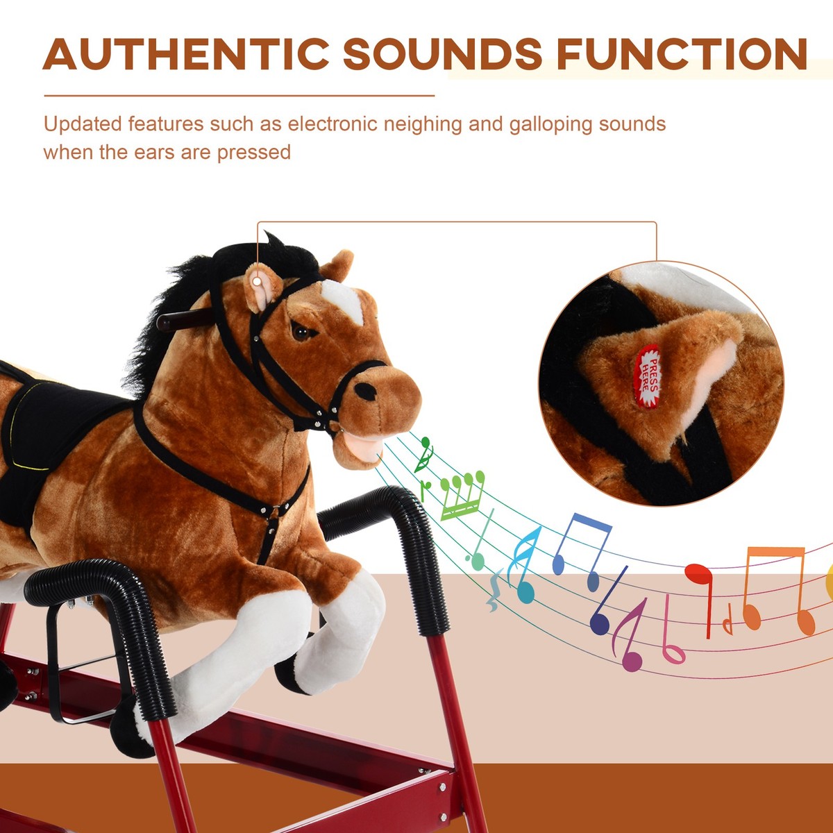 Rocking Horse Toy Children Vintage Plush Rocker Wooden Ride