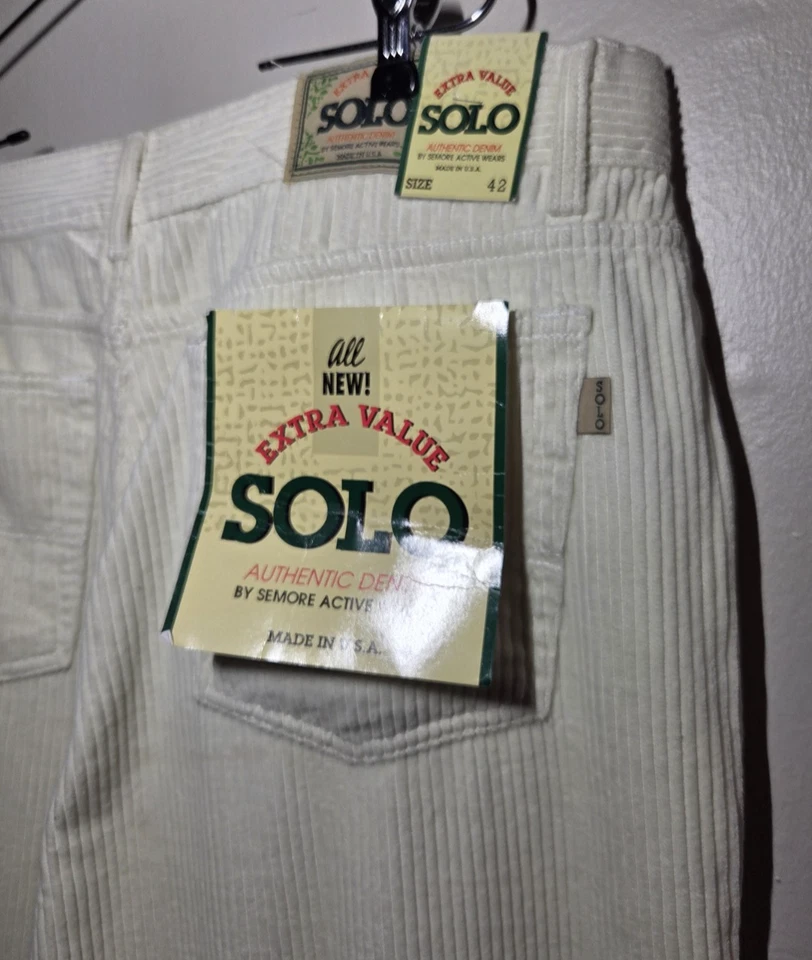 Pantalones de pana blancos Solo Semore de colección años 90 Y2K EE. UU. Skate holgados nuevos con etiquetas talla 42 Foto 3 de 4