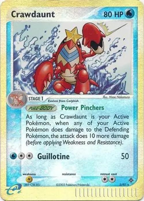 Crawdaunt - 3/97 - Pokemon Ex Dragon Reverse Holo Rare Card NM