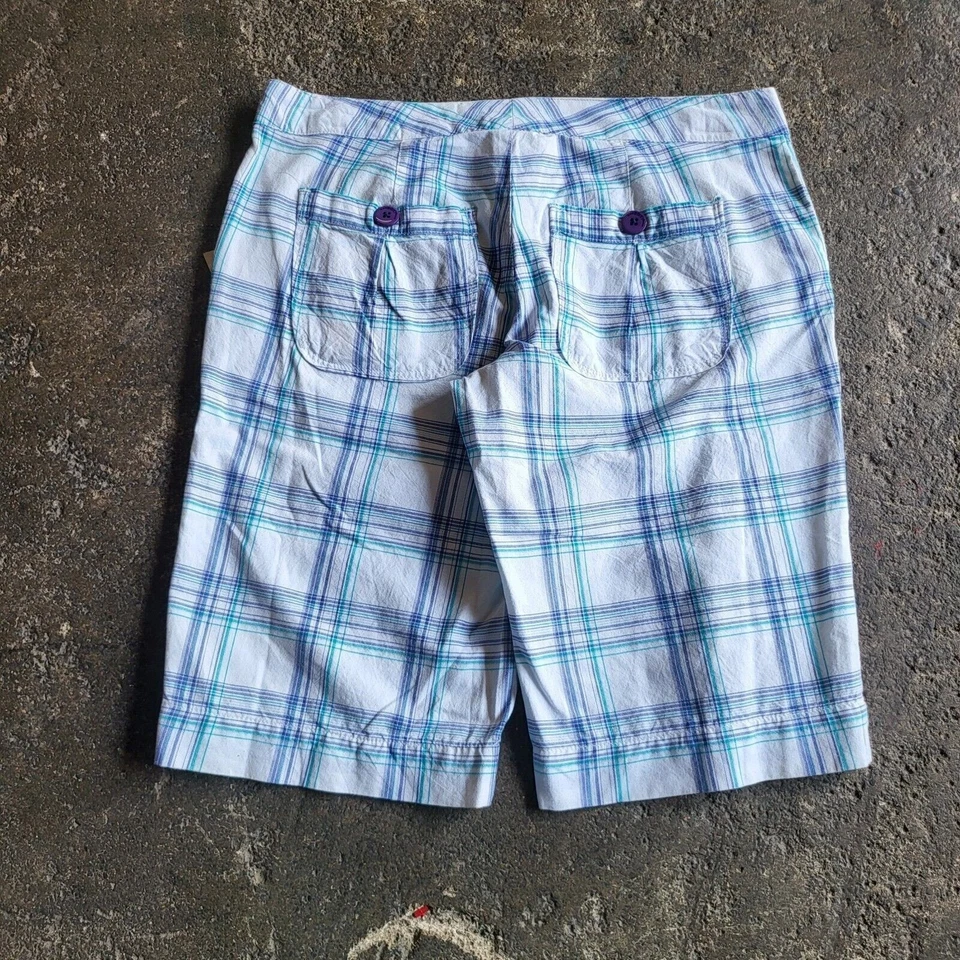 New Vintage Roxy Shorts Size 5 White Plaid Y2K Bermuda Summer Preppy Waist 31 - Image 4 of 4