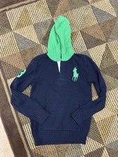 Boys Polo Ralph Lauren Pullover Sweater Green Blue Size Large 14/16 Big Pony