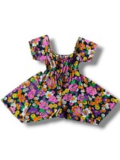 Vintage 60s 70s Psychedelic Floral Wide Leg Jumpsuit Flowers Size Small