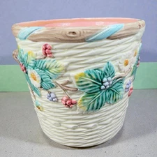 1988 The Haldon Group Berry Large Ceramic Majolica Style Flower Pot Container