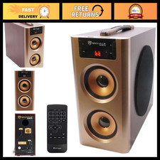 100W 2.1 Powered Home Theater Speaker System - Cherry Wood Finish, High-Quality