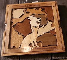 Cat Lovers Puzzle - Can you fit the Cats into the Aviary  Wood Brain Teaser New 