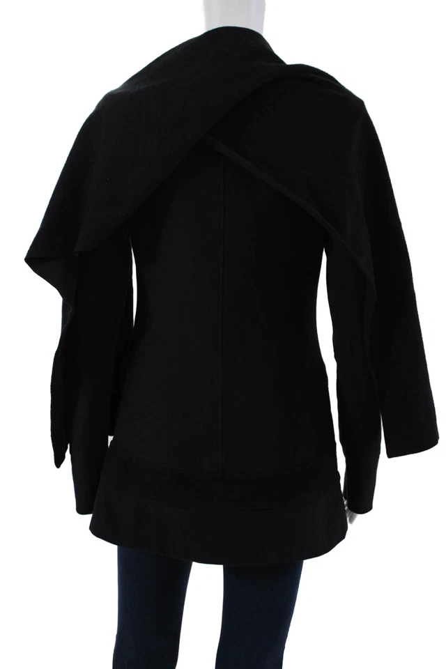 Beyond Yoga Mujer Algodón Abotonado Bufanda Cuello Chaqueta Negra Talla XS Foto 4 de 4