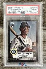 Julio Rodriguez 2022 Topps NSCC 1952 #CPWRJR Black Parallel 02/10 PSA 10 RC SSP