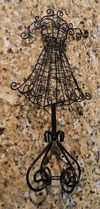 17" Black Metal Wire Dress Form Mannequin Jewelry Stand Holder Display Decor