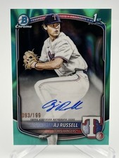 2025 Bowman Draft Baseball AJ Russell 1st Bowman Autograph Aqua Lava 93/199