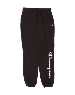 CHAMPION Mens Graphic Tracksuit Trousers Joggers Medium  Black Cotton DB62