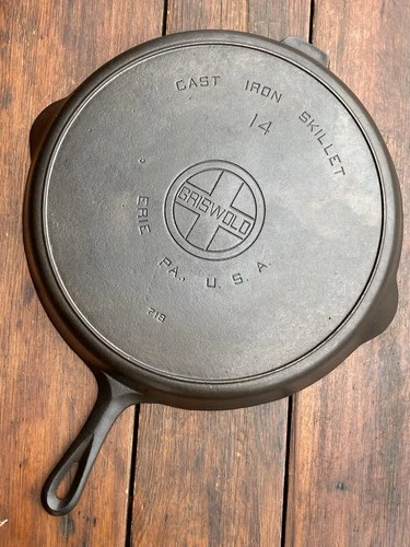 Griswold Cast Iron #14 Large Block Logo Skillet With Heat Ring