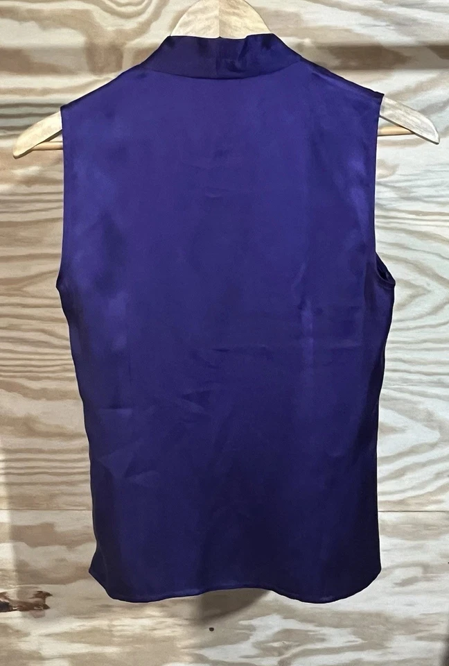 Vintage Talbots 100% Silk Tank Blouse Top Size 2 100% Silk Classic Purple Career - Image 2 of 4