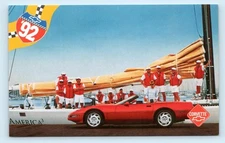 1992 CORVETTE Advertising AMERICA'S CUP Red Convertible & Sailboat  Postcard