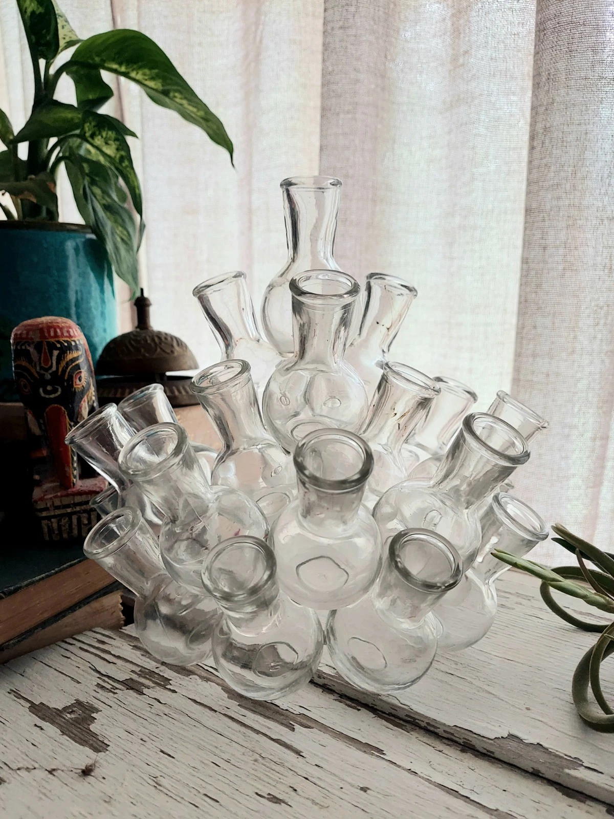 Vintage Plant Propagation Station 25 Stacked Glass Bud Vase Tube Cluster Flask