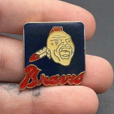 Vintage MLB Baseball Atlanta Braves Mascot Logo Lapel Hat Pin