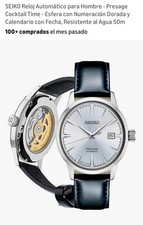 Seiko Presage Cocktail Time SRPB43 Automatic Wristwatch Silver Dial Leather 50m