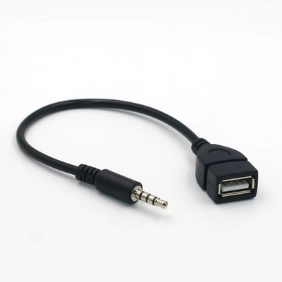 K04 3.5mm AUX Audio Plug to USB A Socket Car Audio Adapter Cable for Car Radio.
