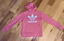ADIDAS GIRLS PINK HOODED LOGO SWEATSHIRT SIZE 11-12 EXCELLENT COND L4