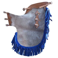 HILASON Western Pro Rodeo Bronc Bull Riding Genuine Leather Chinks Natural Hair