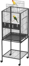63" Bird Cage W Wheels Bird Flight Cage Wrought Iron Parrot Parakeet Flight