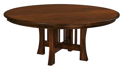 Amish Round Dining Table Arts Crafts, Round Dining Table With Leaves 60