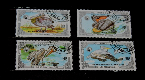 MONGOLIA 1986 PELICANS,BIRDS SERIES SET OF 4 IN   FINE CTO,USED - Picture 1 of 1