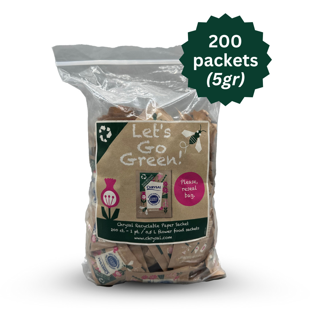 Chrysal Recyclable Paper Flower Food 1PT Sachets &ndash; 200 ct.