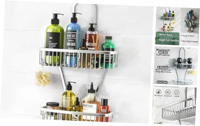 Shower Caddy Hanging Bathroom Organizer: Over Head Long Rack for Tall