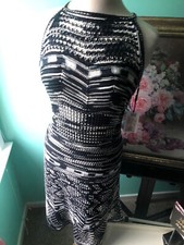 🔥SALE🔥NWT wDefect MISSONI Black White Chevron Striped Knit Fit Flare Dress M 8