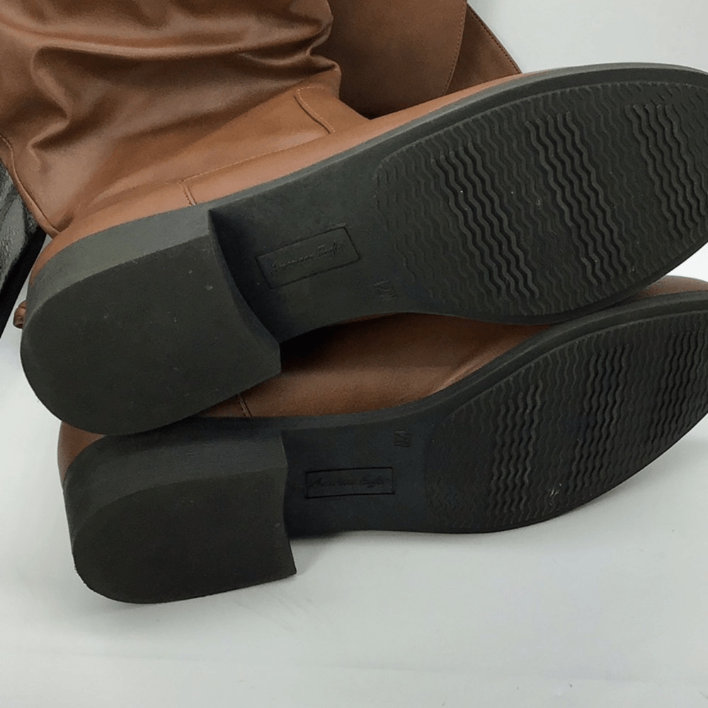 American Eagle Women’s Tall Riding Boots Brown Faux Leather Zip Ankle