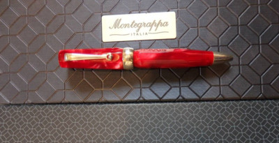 Montegrappa Micra Red Marble/Silver Twisted Ballpoint Pen (No Box) Super Rare