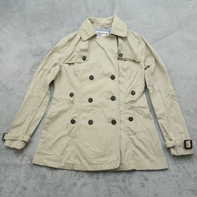 American Eagle Trench Coat Women's Large Beige Twill Double