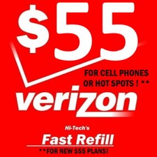  55 VERIZON PREPAID   FAST   DIRECT TO PHONE    FOR PHONES AND HOTSPOTS 